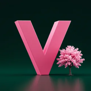 Sakura tree — letter V (variant 2)