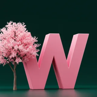 Sakura tree — letter W (variant 2)