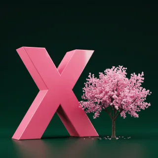 Sakura tree — letter X (variant 2)