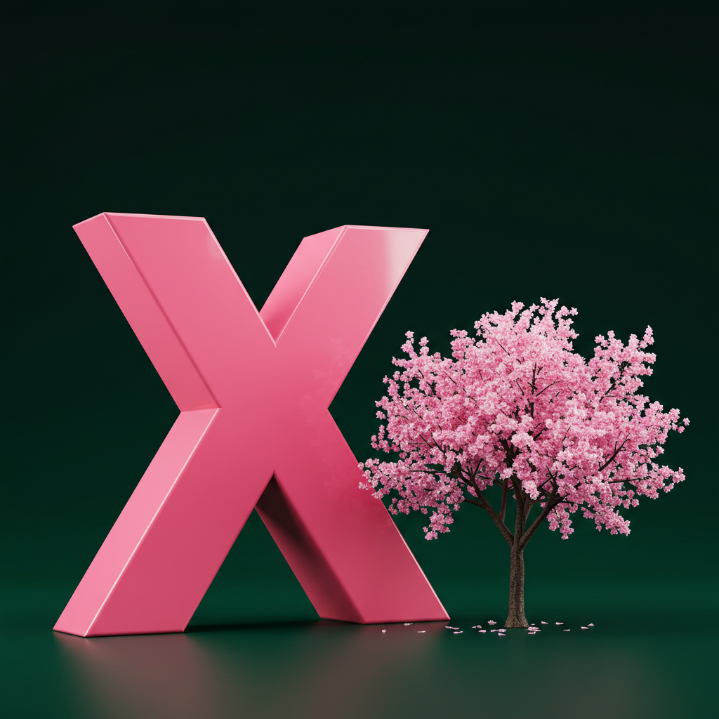 Sakura tree — letter X (variant 2)