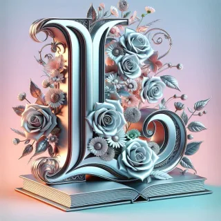 Shiny 3D Silver with Roses — letter L (variant 2)