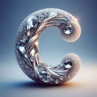 Silver crystal — letter C