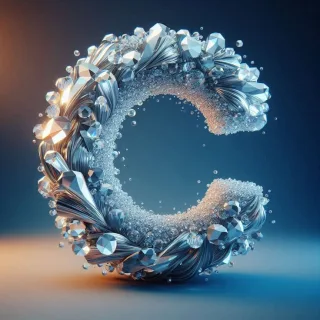 Silver crystal — letter C (variant 2)