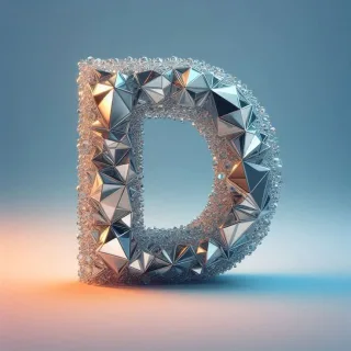 Silver crystal — letter D