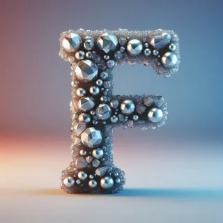 Silver crystal — letter F