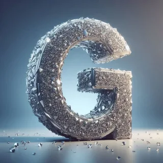 Silver crystal — letter G