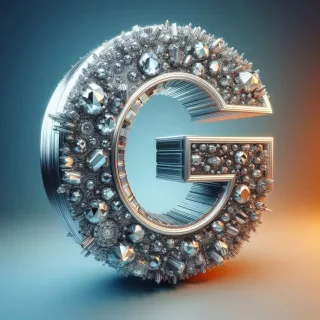 Silver crystal — letter G (variant 2)