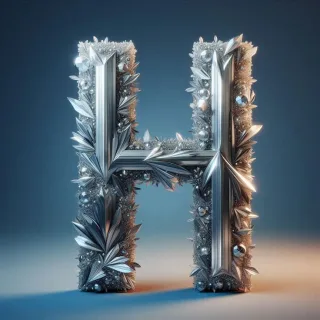 Silver crystal — letter H