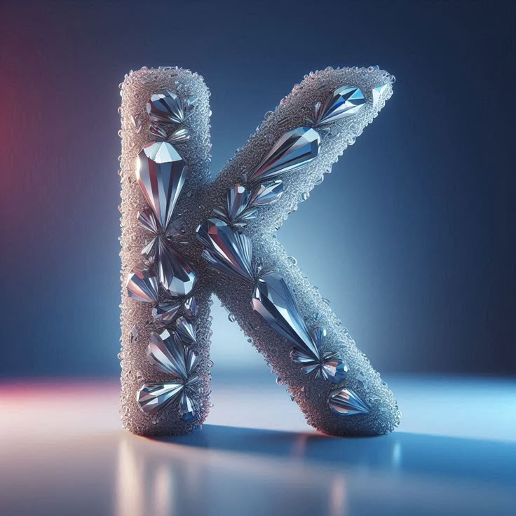 Silver crystal — letter K