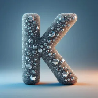 Silver crystal — letter K (variant 2)