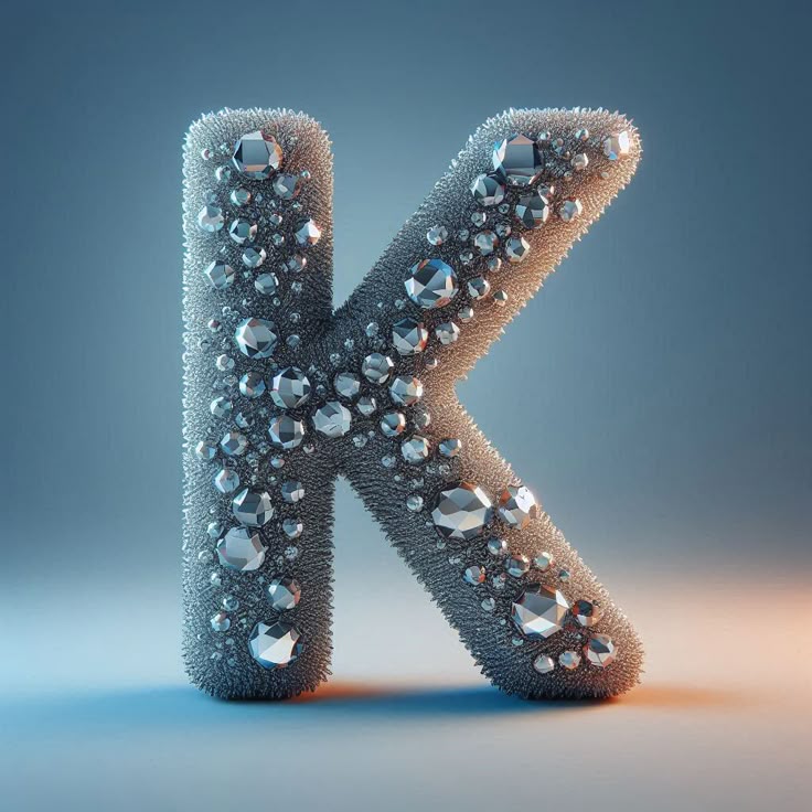 Silver crystal — letter K (variant 2)