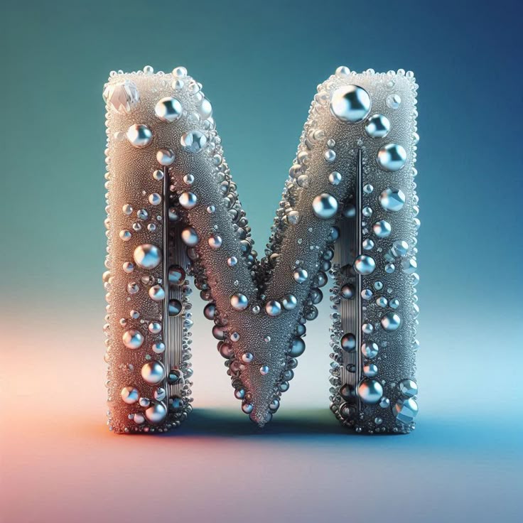 Silver crystal — letter M