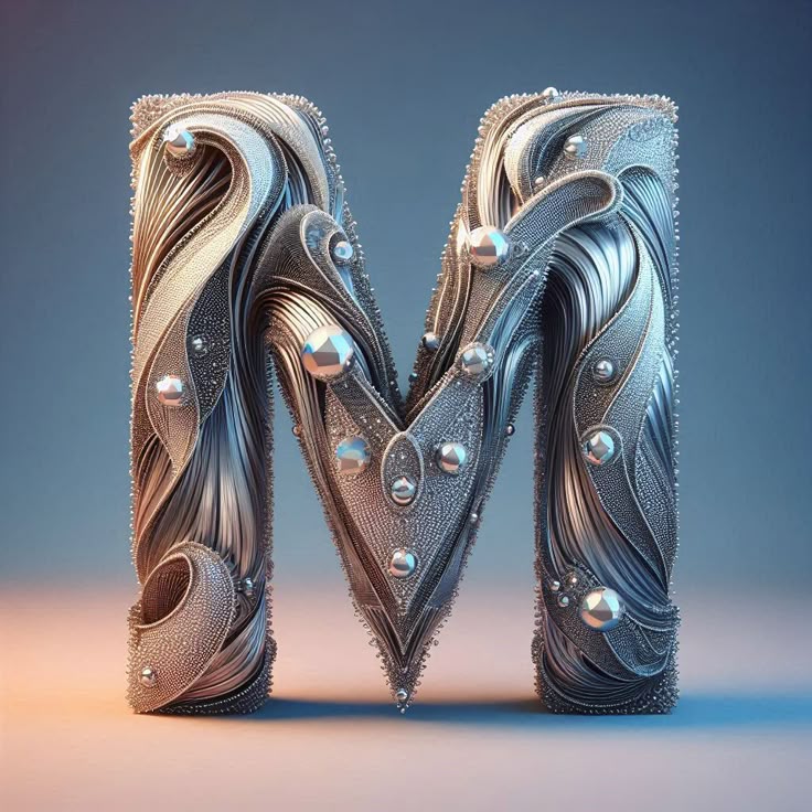 Silver crystal — letter M (variant 2)