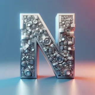 Silver crystal — letter N
