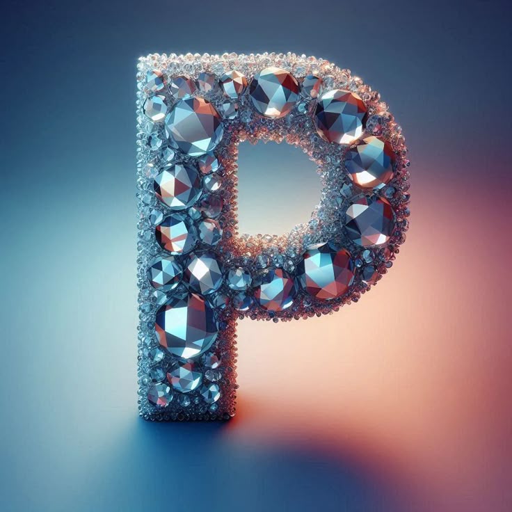 Silver crystal — letter P