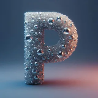 Silver crystal — letter P (variant 2)