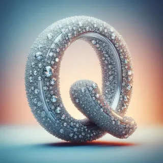 Silver crystal — letter Q (variant 2)