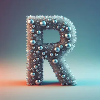 Silver crystal — letter R