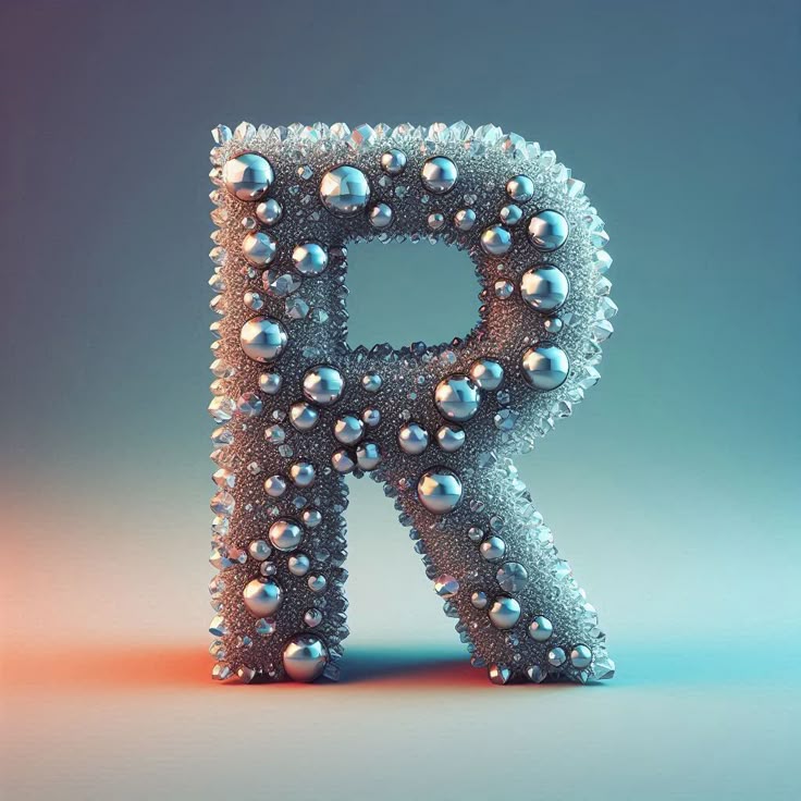 Silver crystal — letter R