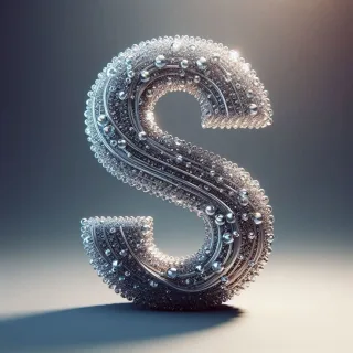 Silver crystal — letter S