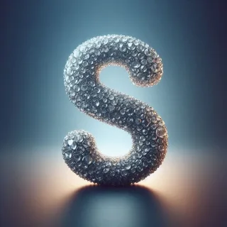 Silver crystal — letter S (variant 2)