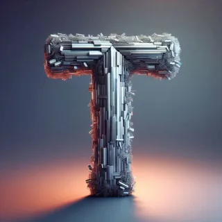 Silver crystal — letter T