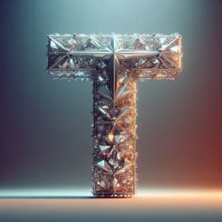 Silver crystal — letter T (variant 2)