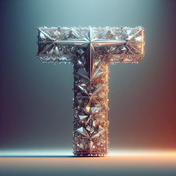 Silver crystal — letter T (variant 2)