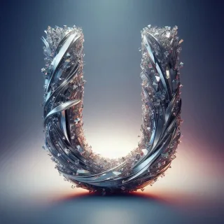 Silver crystal — letter U