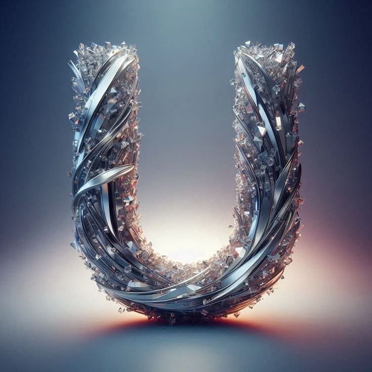 Silver crystal — letter U