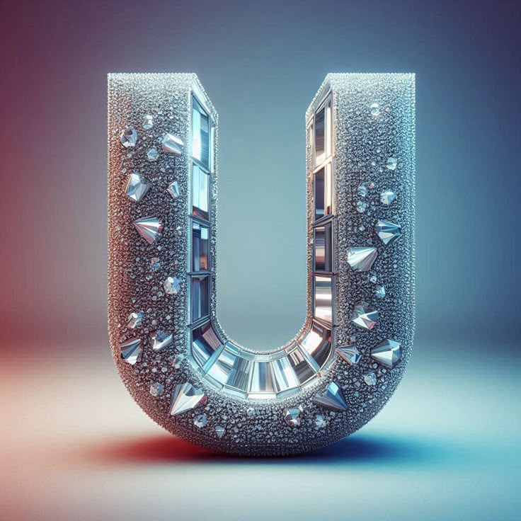 Silver crystal — letter U (variant 2)