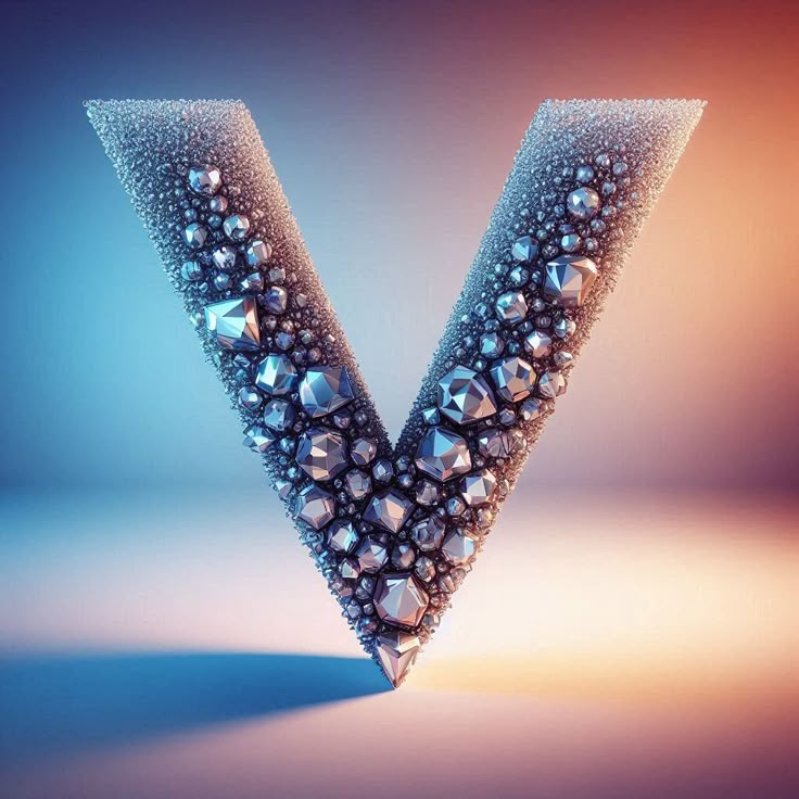 Silver crystal — letter V