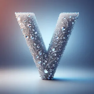 Silver crystal — letter V (variant 2)