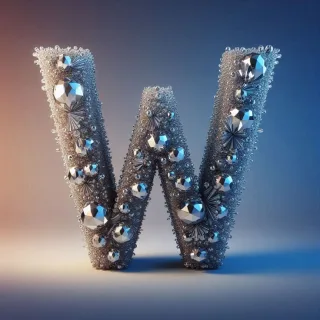 Silver crystal — letter W