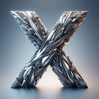 Silver crystal — letter X (variant 2)