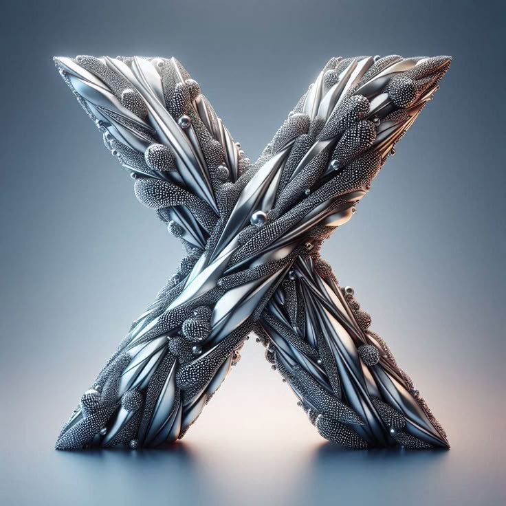 Silver crystal — letter X (variant 2)