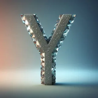 Silver crystal — letter Y