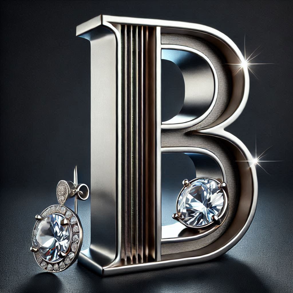 Silver earrings — letter B