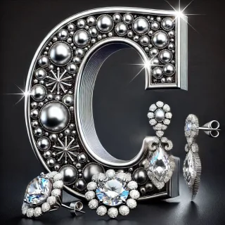 Silver earrings — letter C