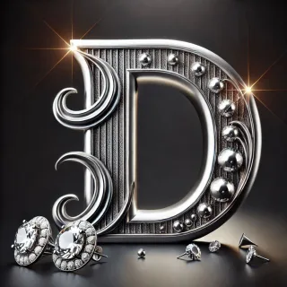 Silver earrings — letter D
