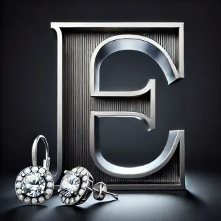 Silver earrings — letter E