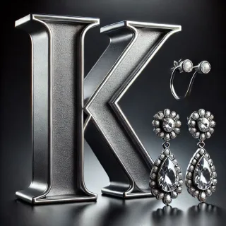 Silver earrings — letter K