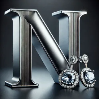 Silver earrings — letter N