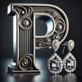 Silver earrings — letter P