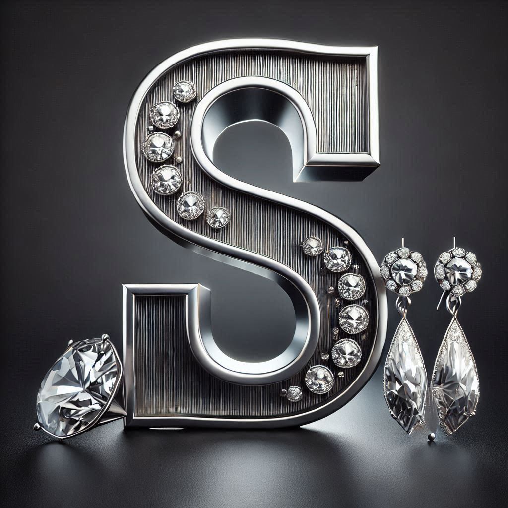 Silver earrings — letter S