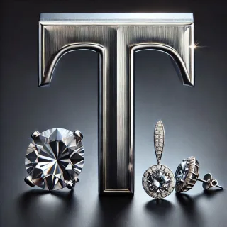 Silver earrings — letter T