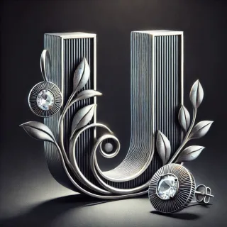 Silver earrings — letter U