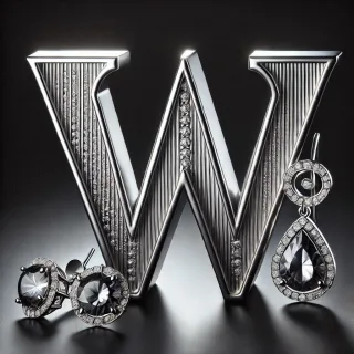 Silver earrings — letter W