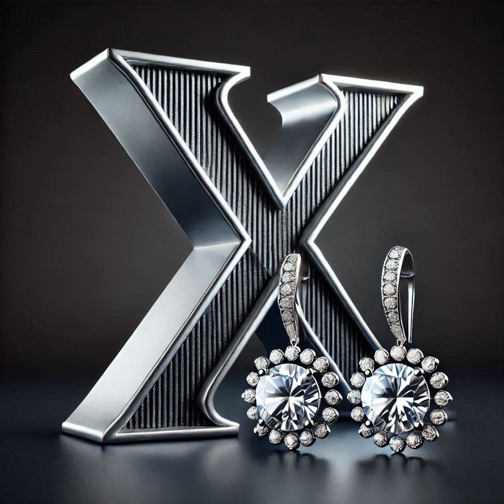 Silver earrings — letter X