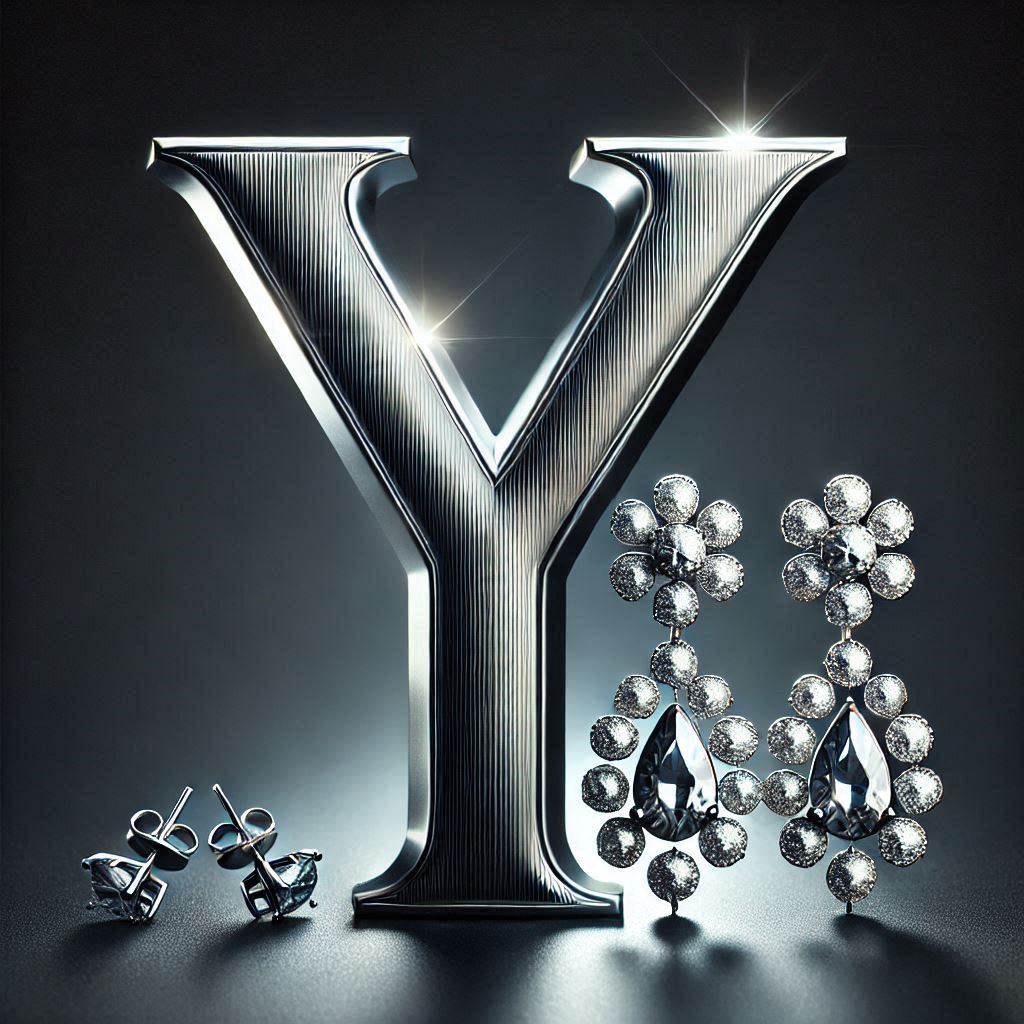 Silver earrings — letter Y